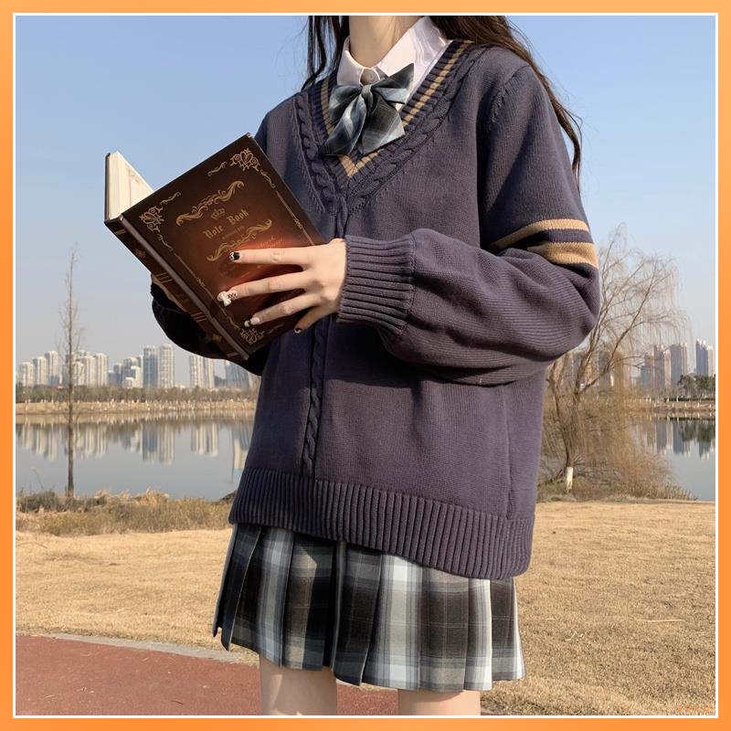 Áo sweater Dệt Kim Cổ Chữ v Màu Sắc Xinh Xắn Thời Trang Thu Đông Cho Nữ