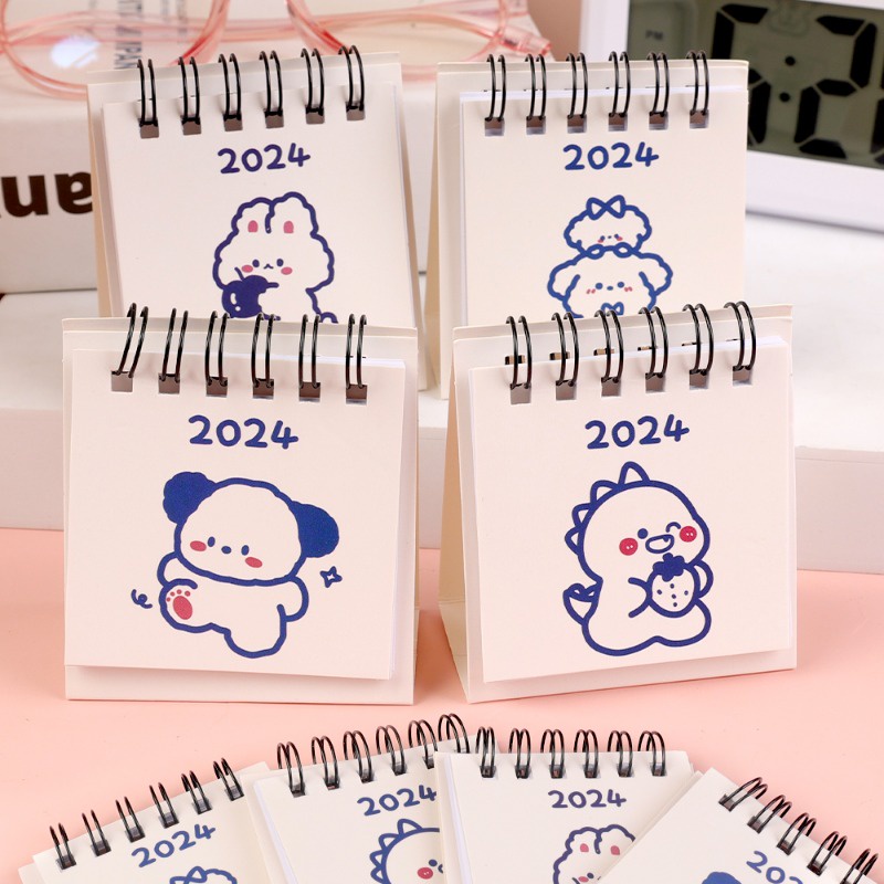 Lịch Năm 2024 mini Để Bàn Họa Tiết Giáng Sinh Dễ Thương Tinh Tế