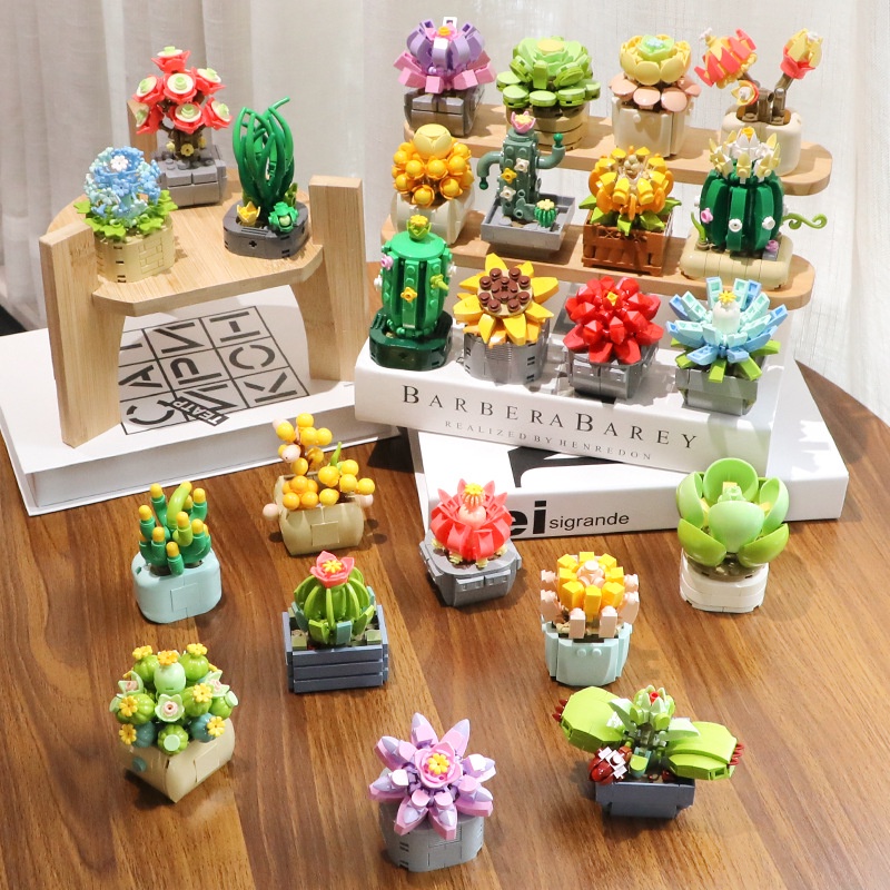 🌵Succulent Mô Hình Lắp Ráp Xương Rồng luna lily, ruby, Hoa Sen Tuyết