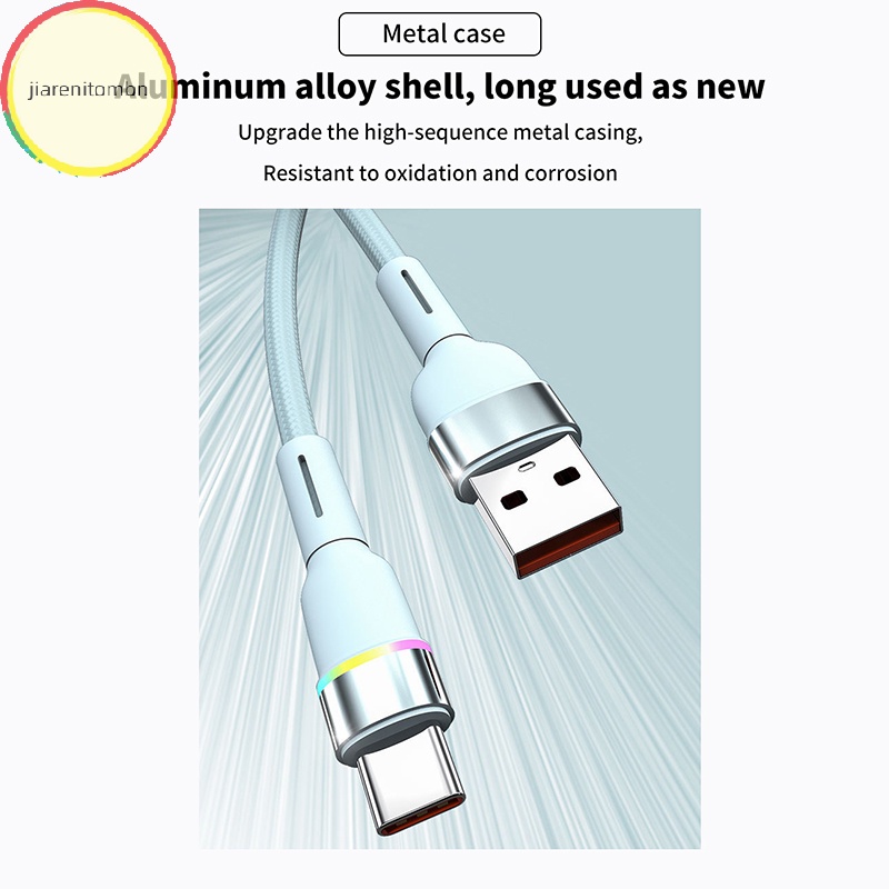 Dây Cáp Sạc Nhanh 6a 120w usb type c Có Đèn led Cho huawei p30 p20 xiaomi 13 12 pro poco oneplus 11 10 redmi oppo vn