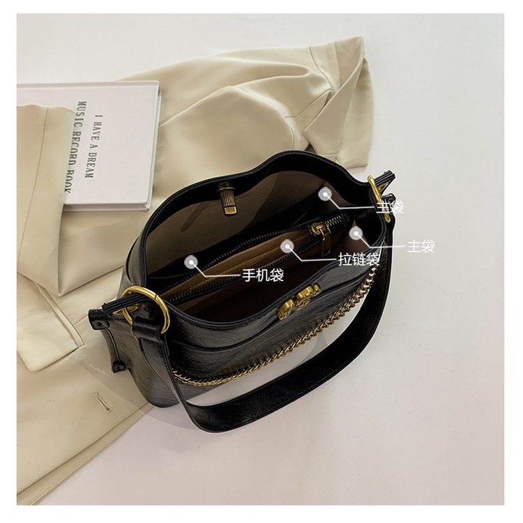 Ielgy Túi Đeo Vai Cỡ Lớn Màu Đen Thời Trang Cho Nữ