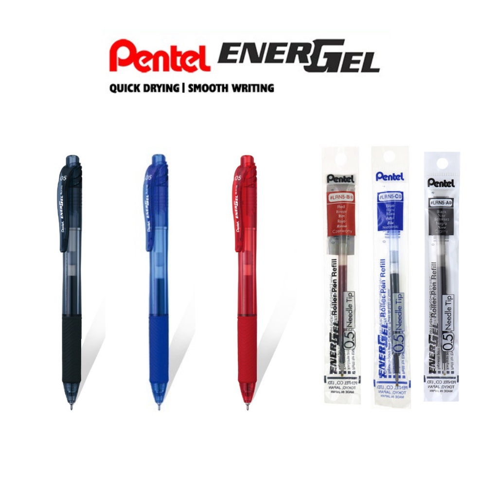 Bút Gel Ngòi 0.5mm Pentel ENERGEL Màu Cơ Bản Siêu Nhanh Khô Luyện Chữ Handwriting