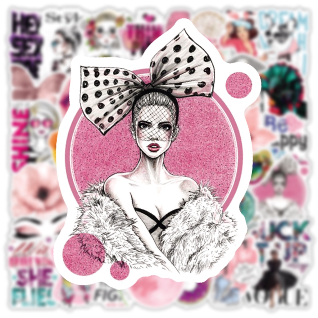 Bộ 50 Miếng Dán Trang Trí Mũ Bảo Hiểm / Bút Chì Chống Thấm Nước Họa Tiết graffiti vsco Độc Đáo