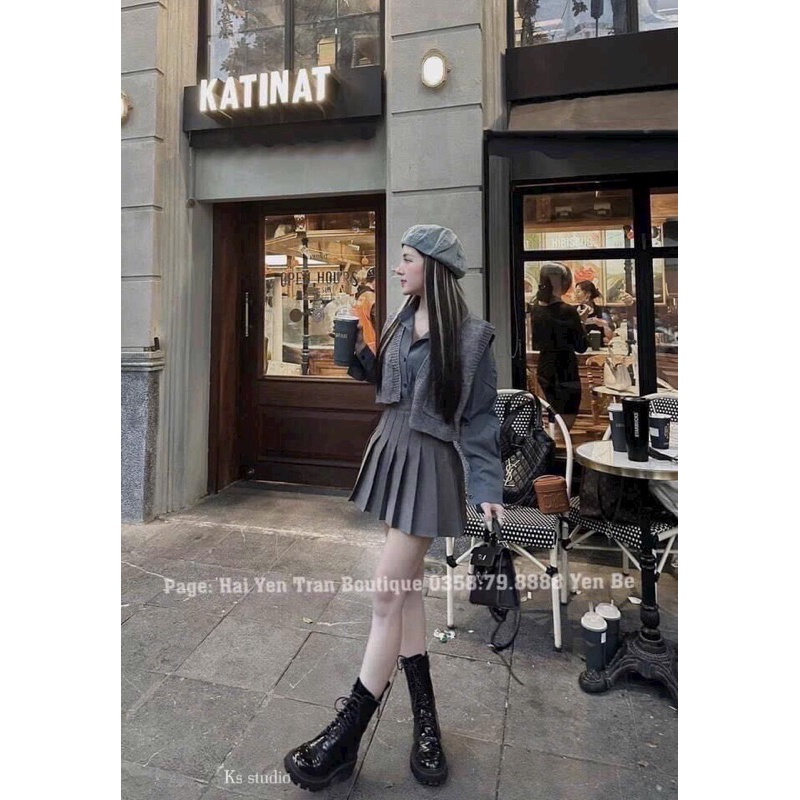 Set áo len gile 3 chi tiết