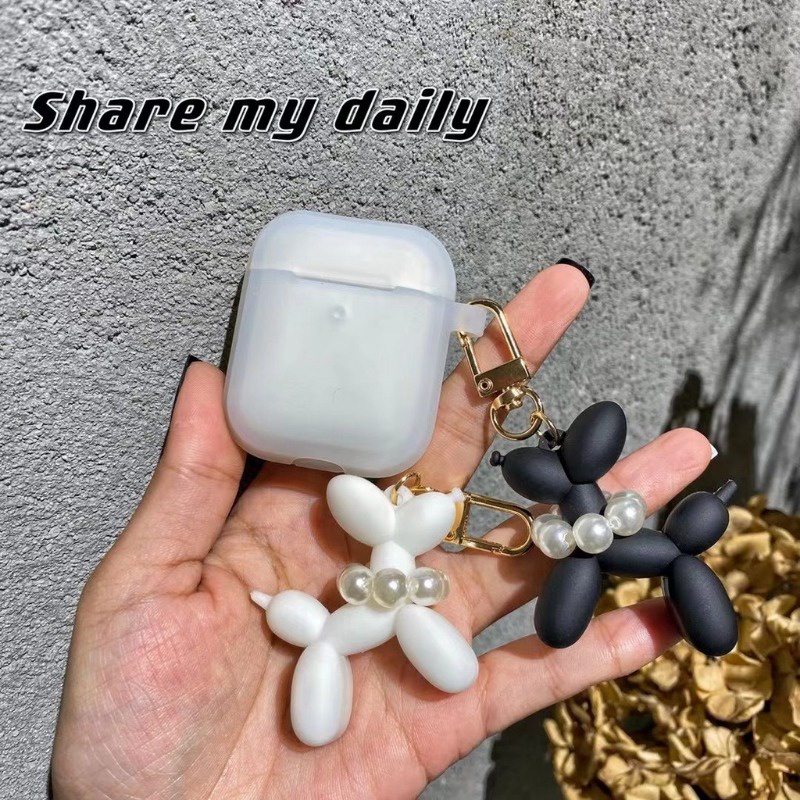 Vỏ Bảo Vệ Hộp Sạc Tai Nghe airpods 1 2 3 pro Hình Chú Chó Đeo Bong Bóng Dễ Thương