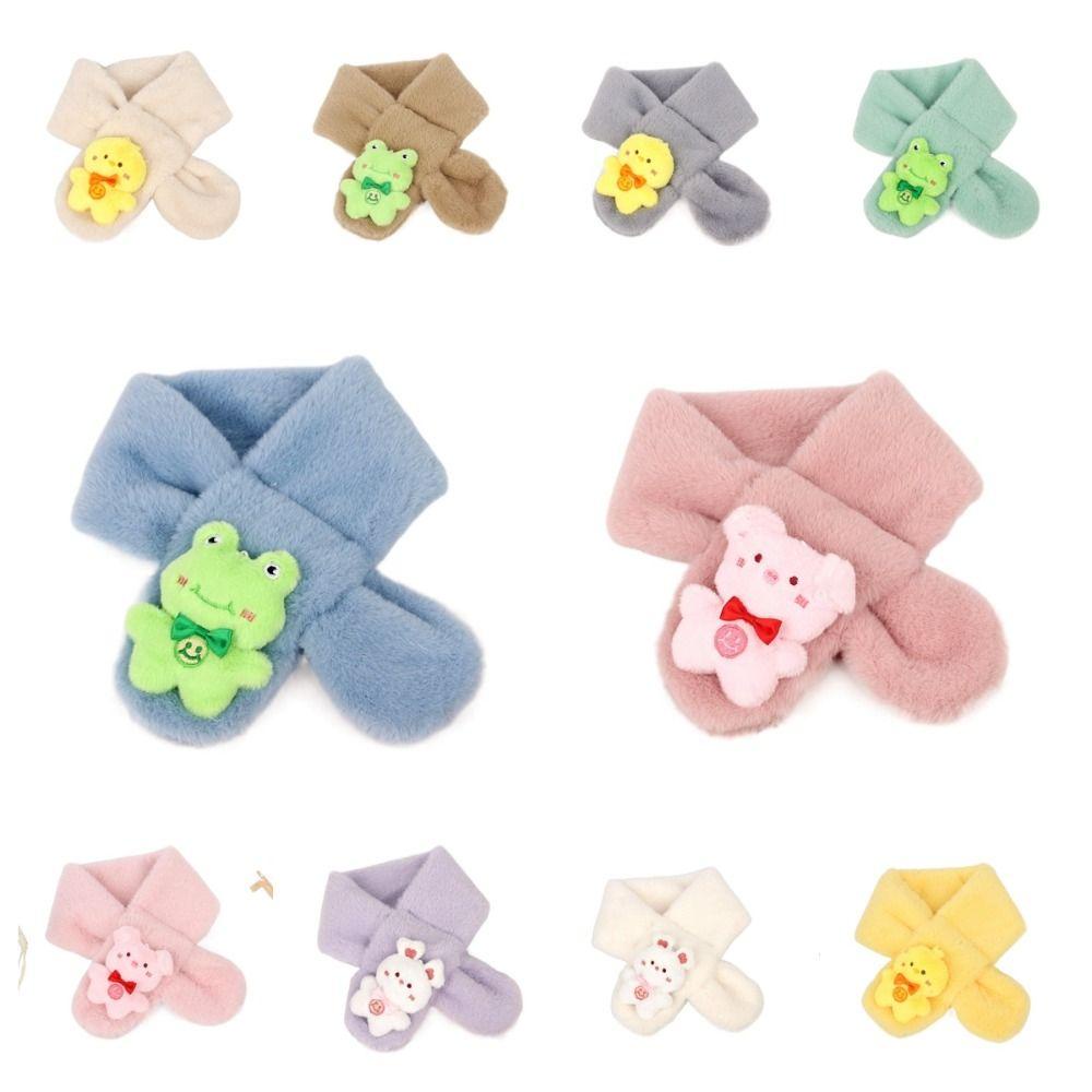 Leota Khăn Choàng Lông Thỏ Giả Dày Dặn Màu Trơn Giữ Ấm Mùa Đông Cho Bé