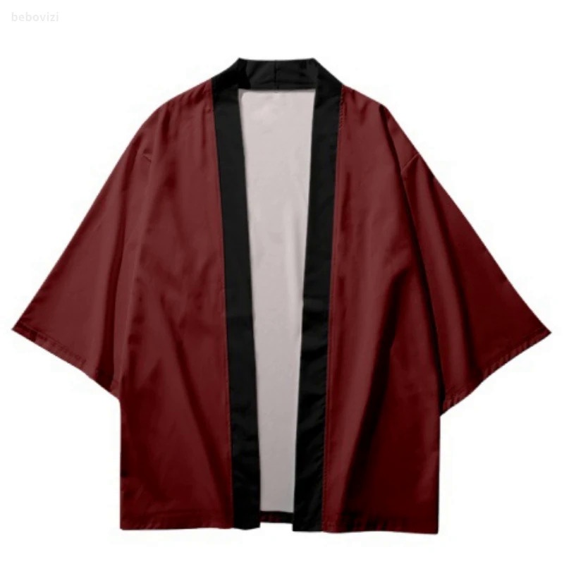 Áo Khoác kimono Màu Trơn Phong Cách samurai Nhật Bản Đường Phố Cho Nam Nữ yukata Châu Á