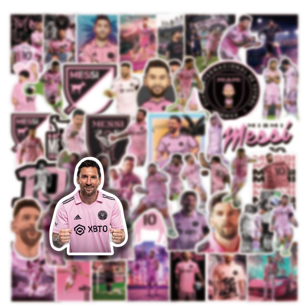 Bộ 50 Miếng Dán Chống Thấm Nước Họa Tiết graffiti inter miami cf lionel messi Cho Mũ Bảo Hiểm Xe Đạp