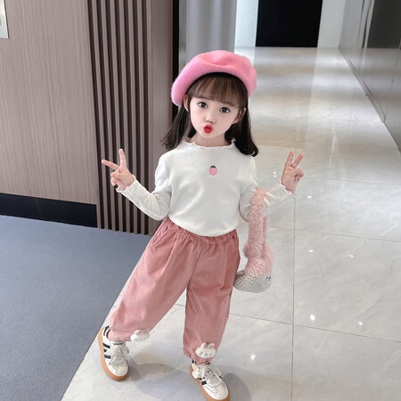 Quần Legging Nhung Kẻ Thời Trang Mùa Xuân Thu Giản Dị Dành Cho Bé Gái