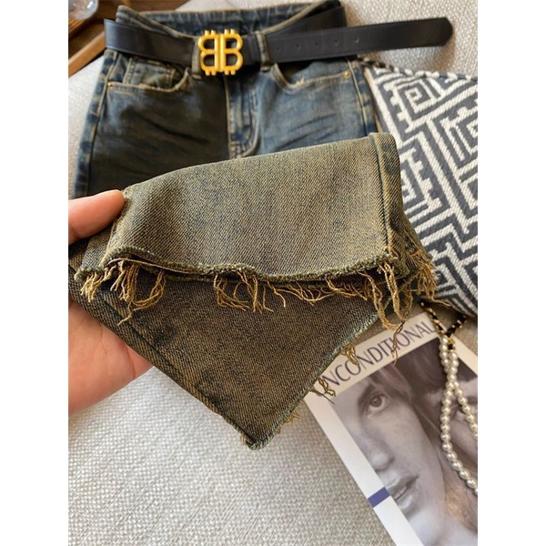 Quần jeans denim Lưng Cao Dáng Ôm Co Giãn Màu gradient Phong Cách Thời Trang Thu Đông Mới 2023