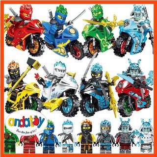 Đồ chơi mô hình nhân vật Ninjago cùng moto 8 mẫu nhân vật đồ chơi ANDATOY AD1160