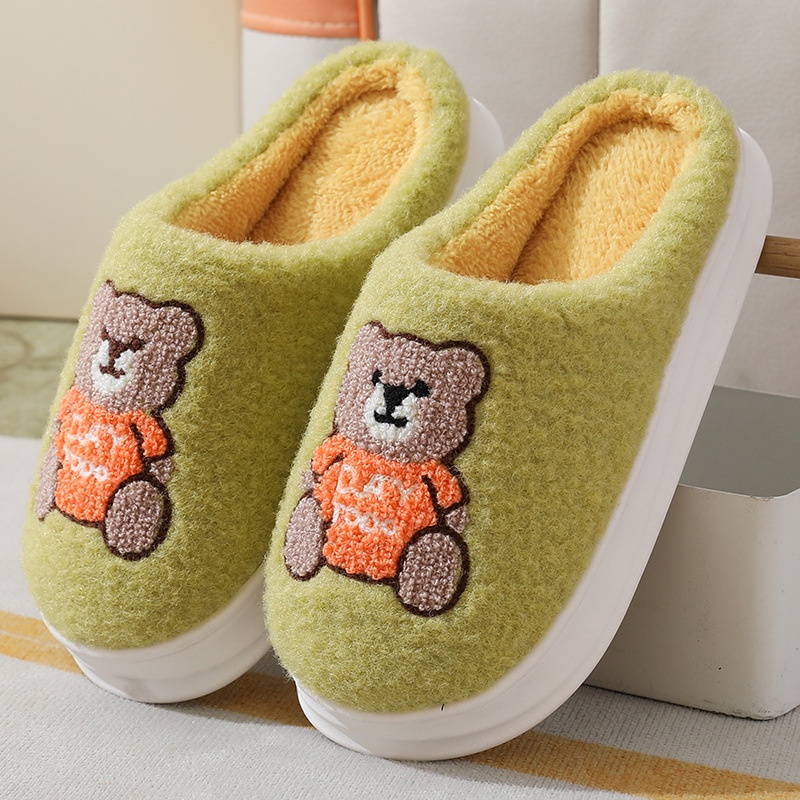 😜Dép Bông Đi Trong Nhà Mùa Đông Chất Liệu cotton Dày Dặn Chống Trượt Họa Tiết Hoạt Hình