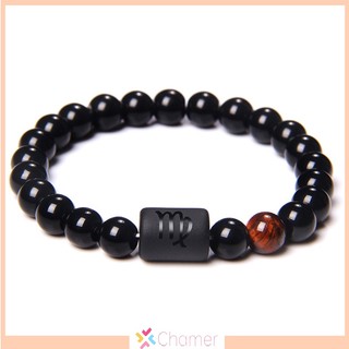   chamer  Vòng Tay Chuỗi Hạt Đá onyx Màu Đen Tự Nhiên Hình 12 Cung Hoàng Đạo Cho Cặp Đôi 