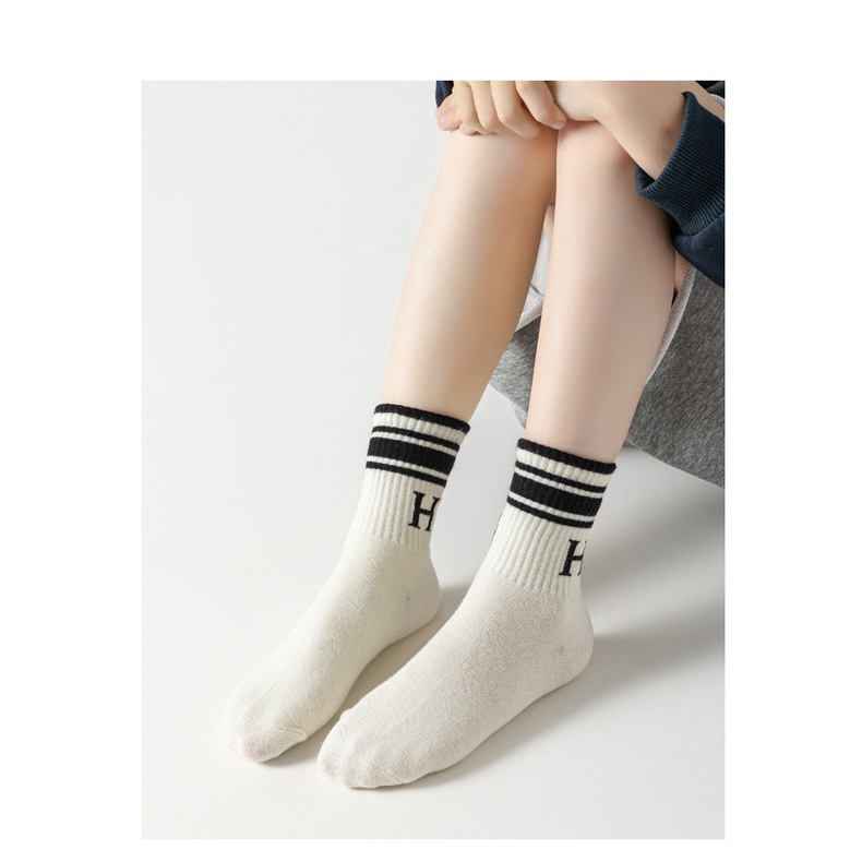 Set 5 Đôi Tất cotton In Chữ h / xl 3-12 Tuổi kokorocare ysz-84