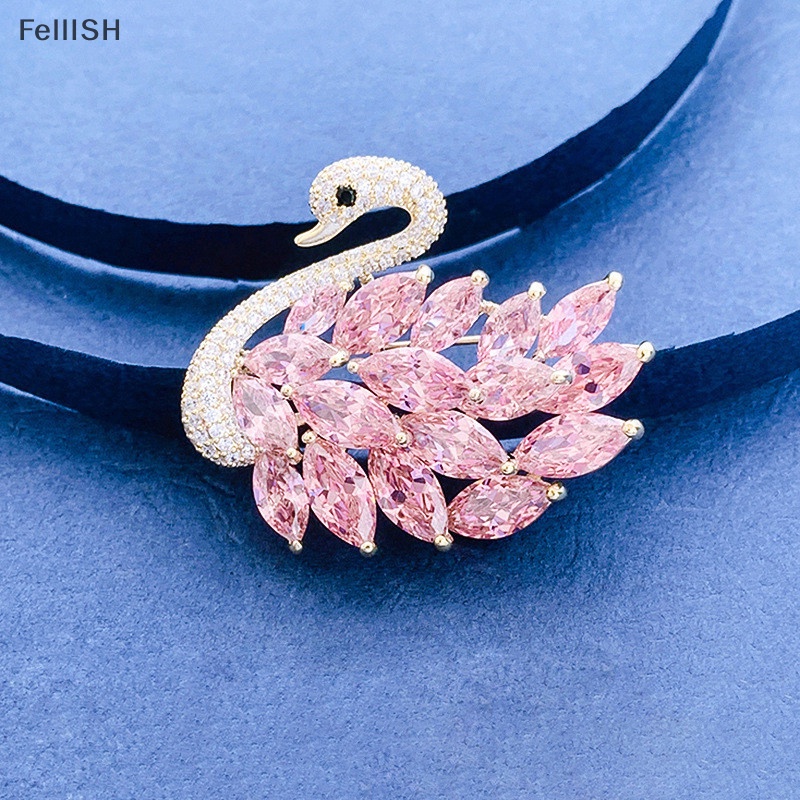 Ghim Cài Áo Hình Thiên Nga Đính Đá Zircon Thời Trang Cho Nữ 439br