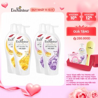 Combo 2 dầu gội hương nước hoa dưỡng tóc siêu mượt Enchanteur Charming/ Sensation Keratin 650gr/chai