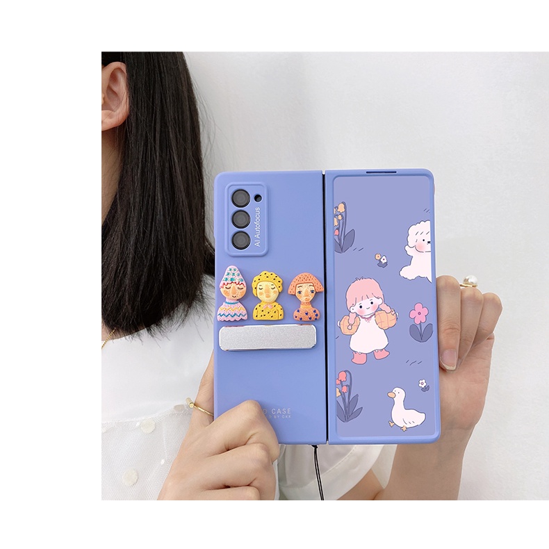 Bao Da Điện Thoại Họa Tiết doodle Hoạt Hình Dễ Thương Cho samsung galaxy z fold 5 4 3 2 5g z fold5 fold4 z Fold3 Ốp