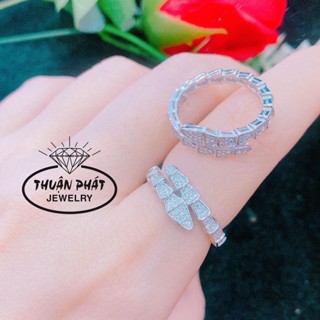 Phụ Kiện Nhẫn Nữ N096 Hình Con Rắn Full Tấm Cz Đeo Tay Sang Trọng Trang Sức Bạc Ý Xi Kim- Bạc Thuận Phát