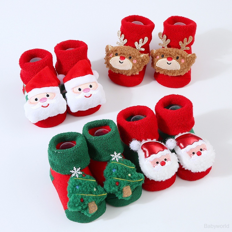 Vớ cotton In Họa Tiết Giáng Sinh Dễ Thương Cho Bé Sơ Sinh