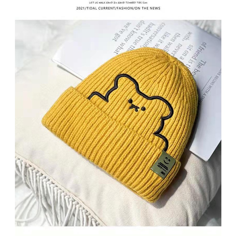 Mũ Len Giữ Ấm Mùa Đông In Họa Tiết Hoạt Hình Dễ Thương Cho Mẹ Và Bé