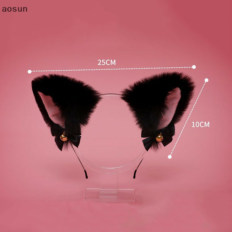 Aosun Băng Đô Tai Mèo Phối Ren Và Chuông Hóa Trang Cho Nữ