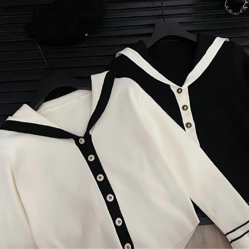 Set Áo sweater Dệt Kim Phối Nút + Chân Váy mini Thời Trang Công Sở Mùa Thu