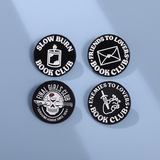 Huy hiệu cài áo hình bộ xương / sách / câu lạc bộ / câu lạc bộ / câu lạc bộ tình bạn màu đen