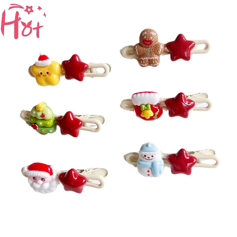Jr 1 Kẹp Tóc Hình Ngôi Sao / Ông Già Noel / Người Tuyết Dễ Thương vn