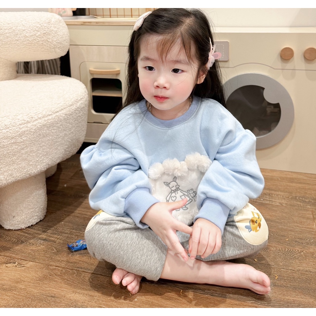 ✨MALINHKID✨BN083- Bộ nỉ xanh TIM BÔNG trẻ em VNXK