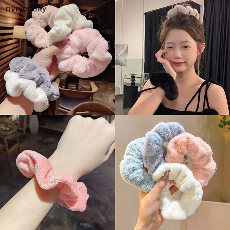 1 Dây Cột Tóc Lông Thỏ Màu Kẹo Dễ Thương Thời Trang Thu Đông