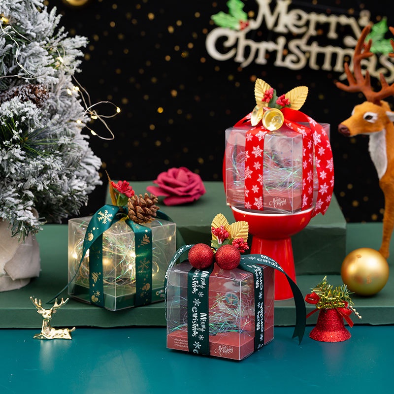 Hộp Đựng Quà Giáng Sinh Bằng Kim Loại Có Đèn Led Trước