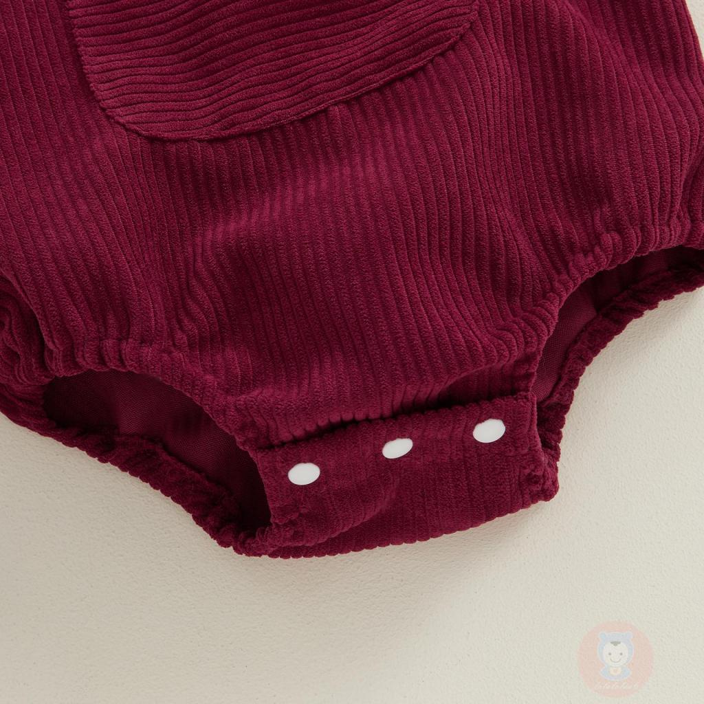 Laa6-áo Liền Quần Hai Dây Không Tay Màu Trơn Có Túi Bằng Vải Nhung Cho Bé