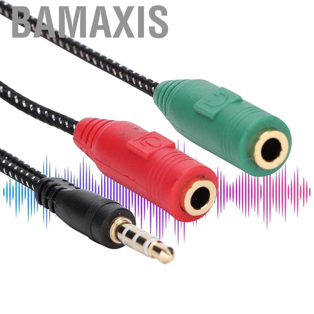 Bamaxis 3.5mm Double Earphone Microphone Adapter Headset Couple Audio Splitter
