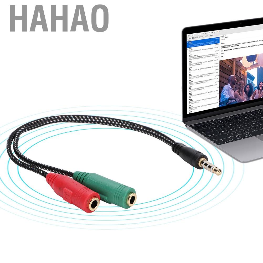 Hahao 3.5mm Double Earphone Microphone Adapter Headset Couple Audio Splitter