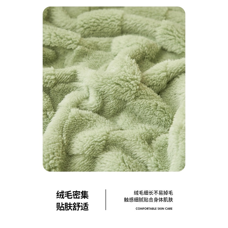 1 Bộ Ga Trải Giường flannel Màu Xanh Lá Cây Chống Trượt Ấm Áp Với Dây Thun Co Giãn Cho Giường Đơn / queen / king