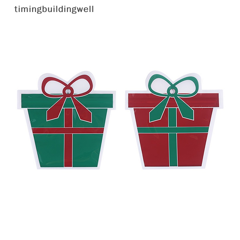 Set 2 Túi zip Nhựa Đựng Bánh Kẹo Giáng Sinh Họa Tiết Hoạt Hình qdd