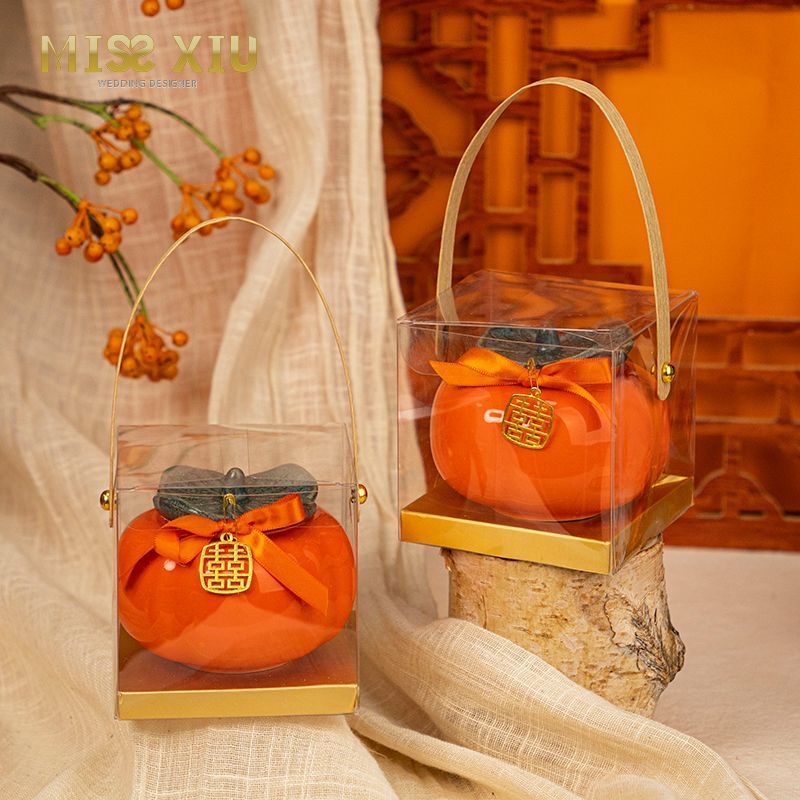 Tiktok hot# MISSXIU wedding wedding candy box Persimmon Ruyi ceramic candy can engagement Persimmon can ornaments gift box 10.5HHL