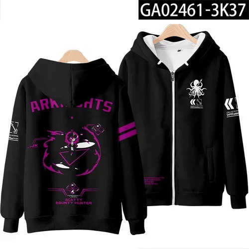 Áo Khoác hoodie Có Khóa Kéo In Hình game arknights 3d Thời Trang Đường Phố Cho Nam Và Nữ