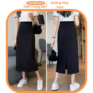  Chân Váy Dài Suông Xẻ Tà Sau Chất Umi Chân Váy Chữ A Midi Cạp Lưng Cao Chất Vải Mềm Mịn 