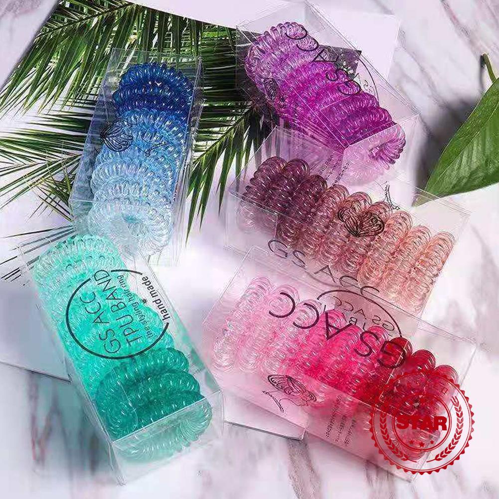 Dây Buộc Tóc Co Giãn Trong Suốt Màu gradient Phong Cách Hàn Quốc Cho Nữ q2f7