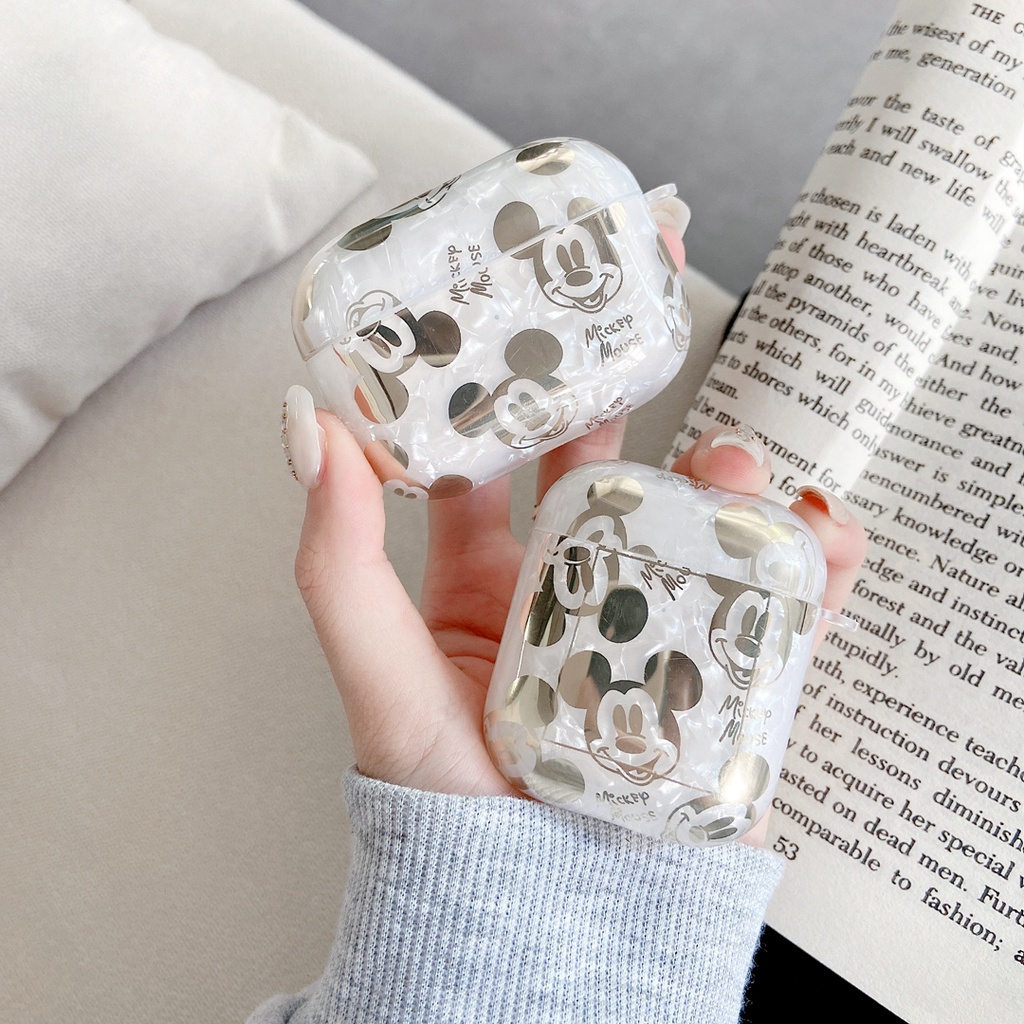 DISNEY Dễ Thương Vỏ Bảo Vệ Hộp Sạc Tai nghe không dây airpods pro gen 2 1 2 3 pro Hình Chuột mickey minnie Lấp Lánh
