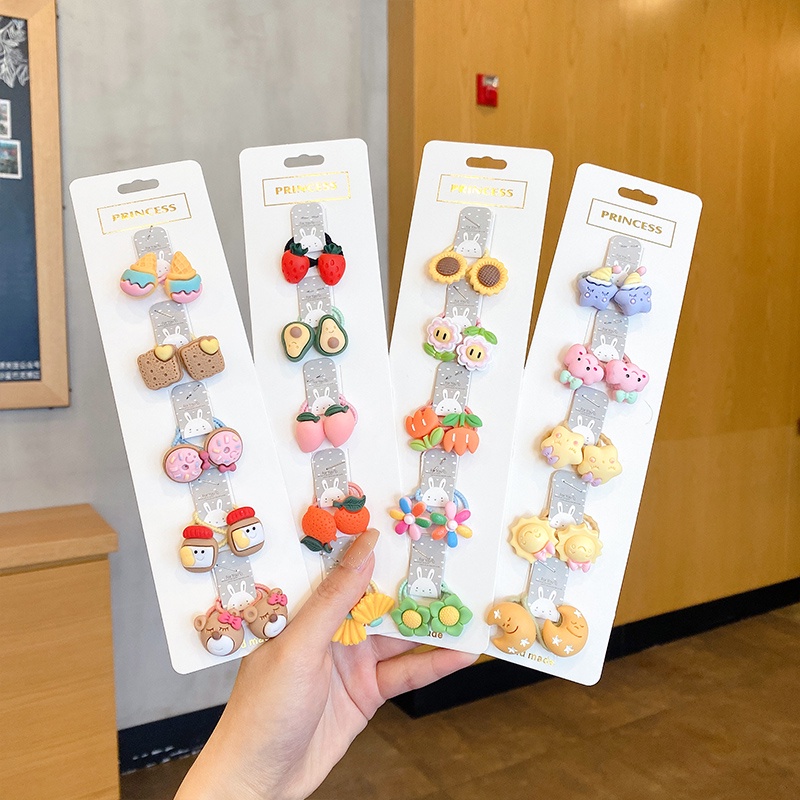 Set 10 Dây Cột Tóc Họa Tiết Hoạt Hình Phong Cách Hàn Quốc Dễ Thương Cho Bé Gái