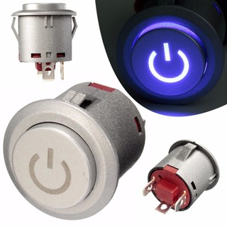 Nút công tắc bật / tắt đèn led xanh dương 12v 22mm