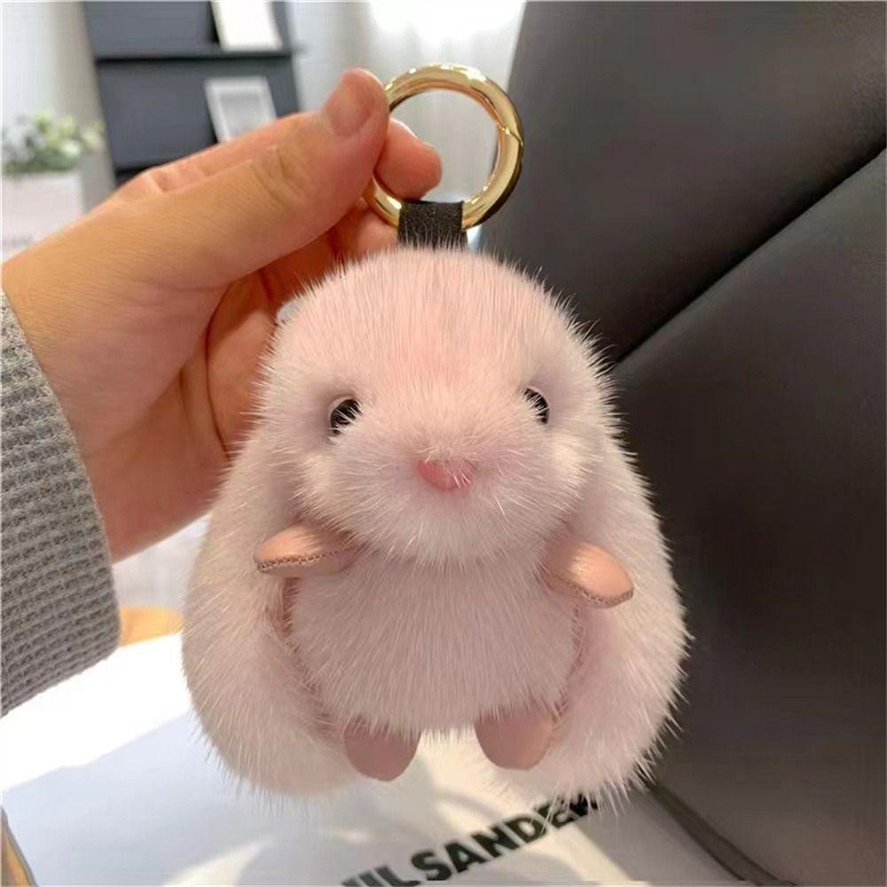 Mmluck Móc Khóa Thỏ Nhồi Bông Đáng Yêu Trang Trí Túi Xách / Chìa Khóa Xe Hơi