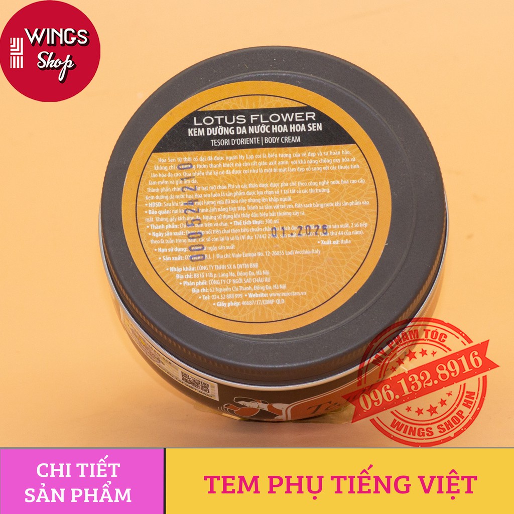 Kem Dưỡng Thể Trắng Da Tesori Hương Nước Hoa 300ml | Tesori D’Oriente Cao cấp Italia | Hàng Chính Hãng