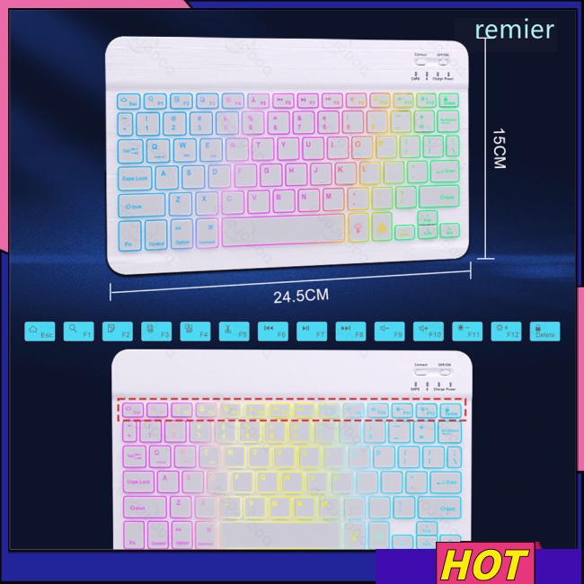 Remier Bàn Phím Và Chuột Không Dây 1200dpi Có Đèn Nền Nhiều Màu