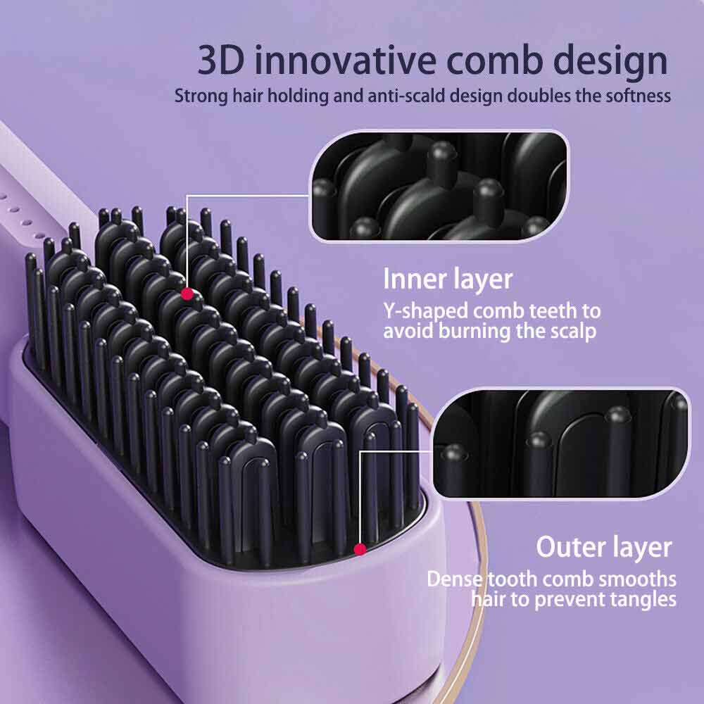 New Mini Portable Charging Straight Hair Comb New Mini Rechargeable Straight Hair Comb Portable, Fashionable, and High Quality Negative Ion Hair Care Soft and Smooth Hair Care