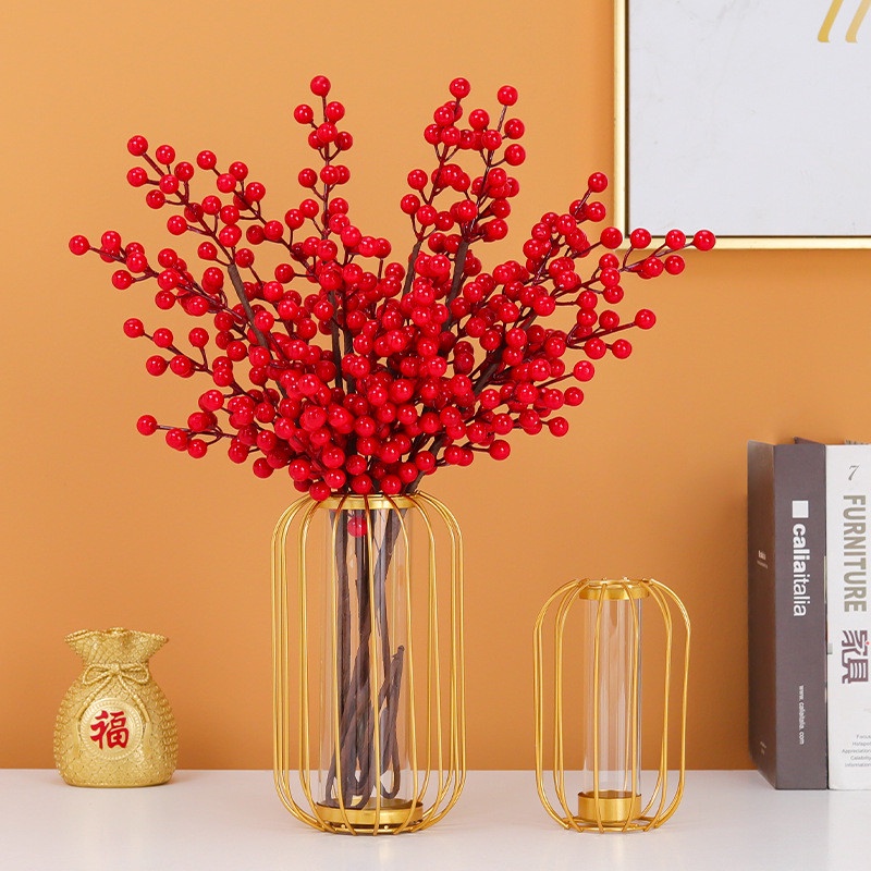 Bình hoa decort hoa đào đông, bình hoa sắt decor lõi mica đẹp trang trí Tết phòng khách sang trọng