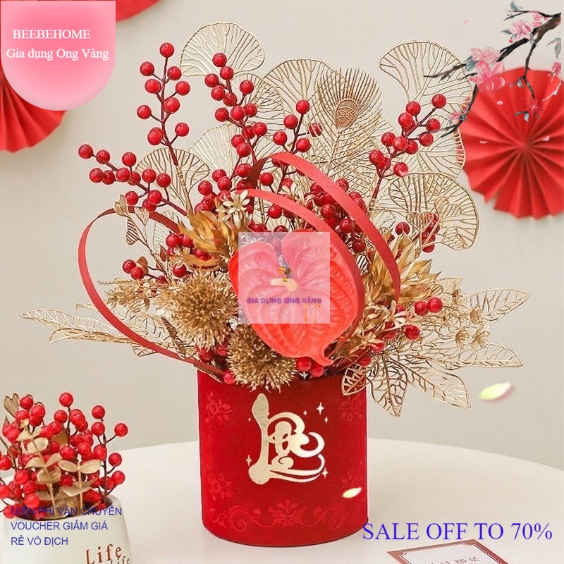 Trụ Nhung Cắm Hoa Chữ Việt 6 Mẫu Tết, Phúc, Lộc, Xuân, Phát - Chậu Nhung Cắm Cành Đào Đông Trang Trí Tết