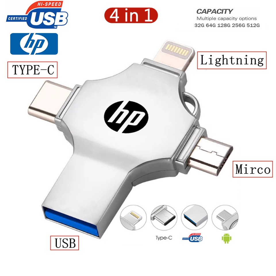 Usb 3.0 Cho iphone ipad android pen drive 4 Trong 1 otg 16gb 32gb 64gb 128gb 256gb 512gb 1tb